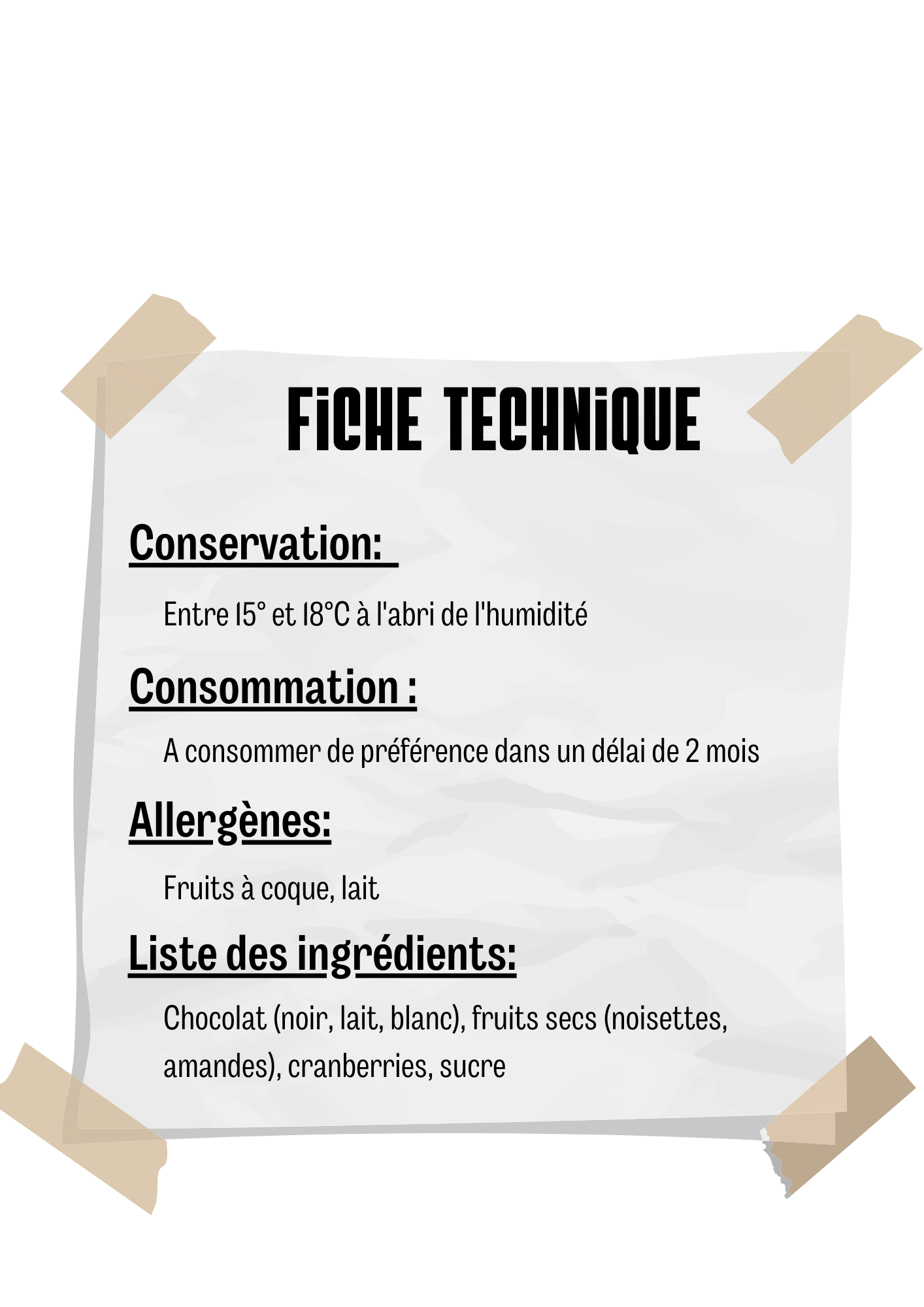 Réglette mendiants chocolats